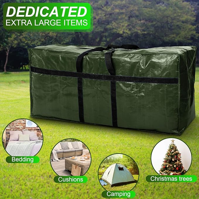 4 Pcs 66 Gallon Large Moving Bags with Zipper and Handles Foldable Storage Duffle Bags Heavy Duty Extra Large Totes for College Dorm Travel Clothes Blankets Bedding Moving (Green)