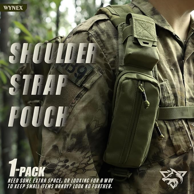 WYNEX Molle Accessories Pouch of Double Zipper Pocket Version, Backpack Strap Pouch Shoulder Strap Molle Attachment Tactical Accessories Bag Shoulder Starps Zipper Pocket Additional Phone Holder