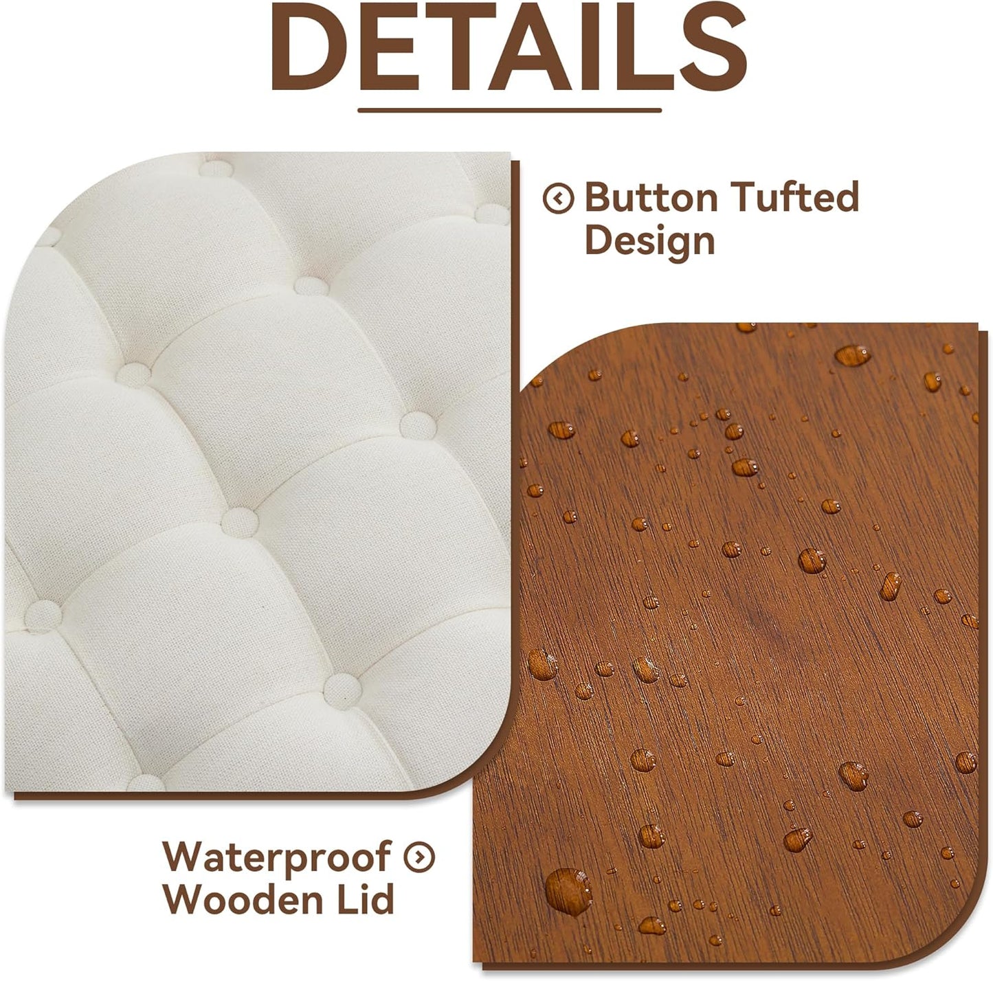 30Inch Round Storage Ottoman with Tray, Modern Tufted Fabric Circle Coffee Table with Storage, Upholstered Ottoman with Removable Top for Living Room, Bedroom, Beige