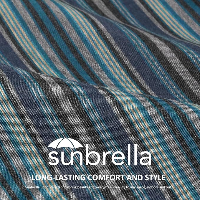 Sunbrella Square Corner Seat Cushions, 19" x 19" x 3", Set of 4, Indoor Outdoor Water Repellent Universal Chair Pads with Ties for Patio Furniture, Garden Dining Chairs, Troupe Dock