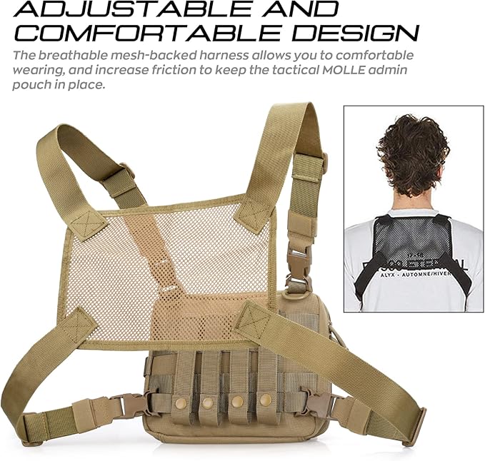 WYNEX Tactical Large Admin Pouch of Double Layer Design, Molle EDC EMT Utility Pouch with Map Sleeve Modular Tool Pouch Large Capacity Flag Patch Included