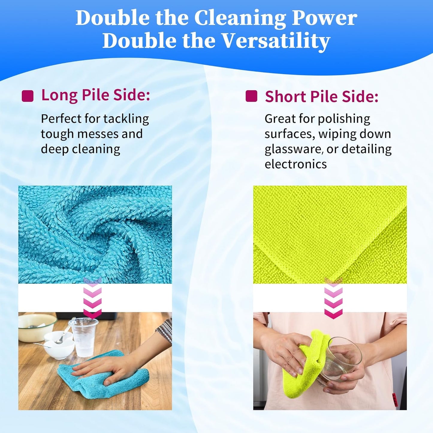 FIXSMITH Microfiber Cleaning Cloth - Pack of 24, Multi-Functional Cleaning Towels, Size: 12 x 16 in, Highly Absorbent Cleaning Rags, Lint-Free, Streak-Free Cleaning Cloths for Car Kitchen Home Office