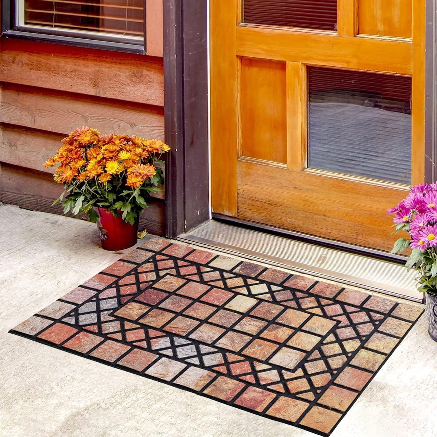 CHICHIC Welcome Door Mat 18 x 30 Inch Front Doormat Outdoors for Home Entrance Outdoors Mat for Outside Entry Way Doormat Entry Rugs, Heavy Duty Non Slip Rubber Back Low Profile, Colorful