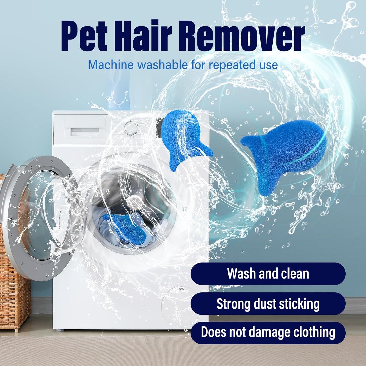 Pet Hair Remover for Laundry, Reusable Dog & Cat Hair Remover Tool, Effectively Removes Pet Hair, Lint and Dander from Bedding and Clothing, Suitable for Washing Machines, Dryers 4PCS