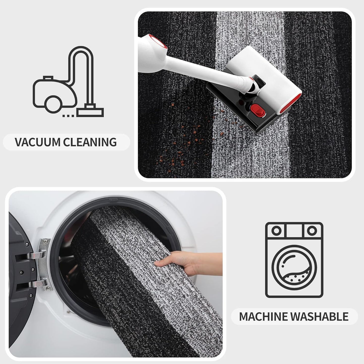 Kitinjoy Indoor Outdoor Door Mat, 24x16 Non-Slip Absorbent Dirt Trapper, Low-Profile Washable Inside Entrance Front Floor Mat, Sturdy Soft Entry Doormats for Entryway, Black