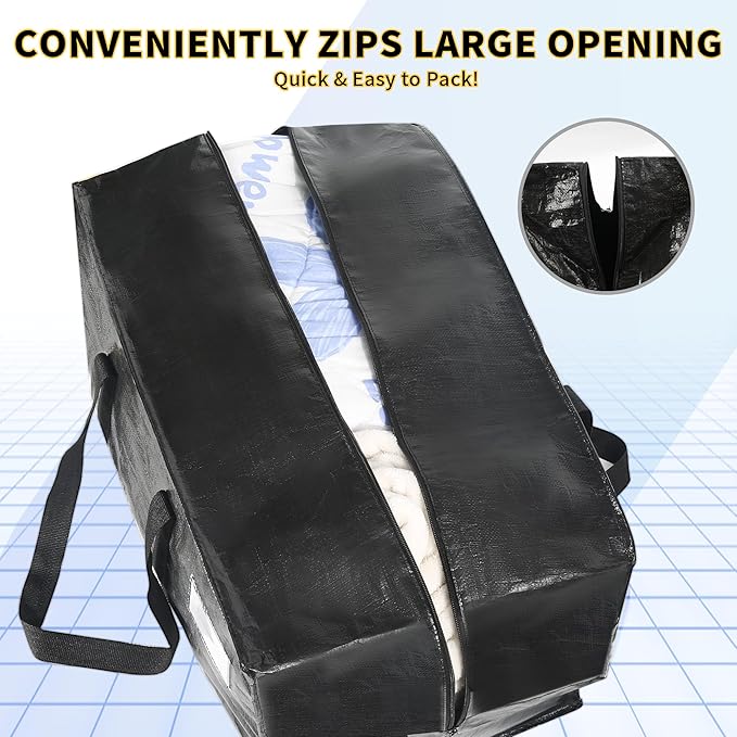 Heavy Duty Extra Large Moving Bags,176 Gallon Jumbo Packing Bags,Huge Moving Storage Bags with Strong Zippers & Carrying Handles,Reusable Big Moving Storage Bags for College Dorm Travel 1Pack
