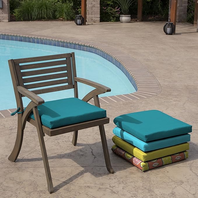 Arden Indoor/Outdoor Seat or Rocking Chair Cushion, 19 x 18, Water Repellent, Rain Proof, Fade Resistant Cushion for Rocking or Dining Chairs Lake Blue Leala
