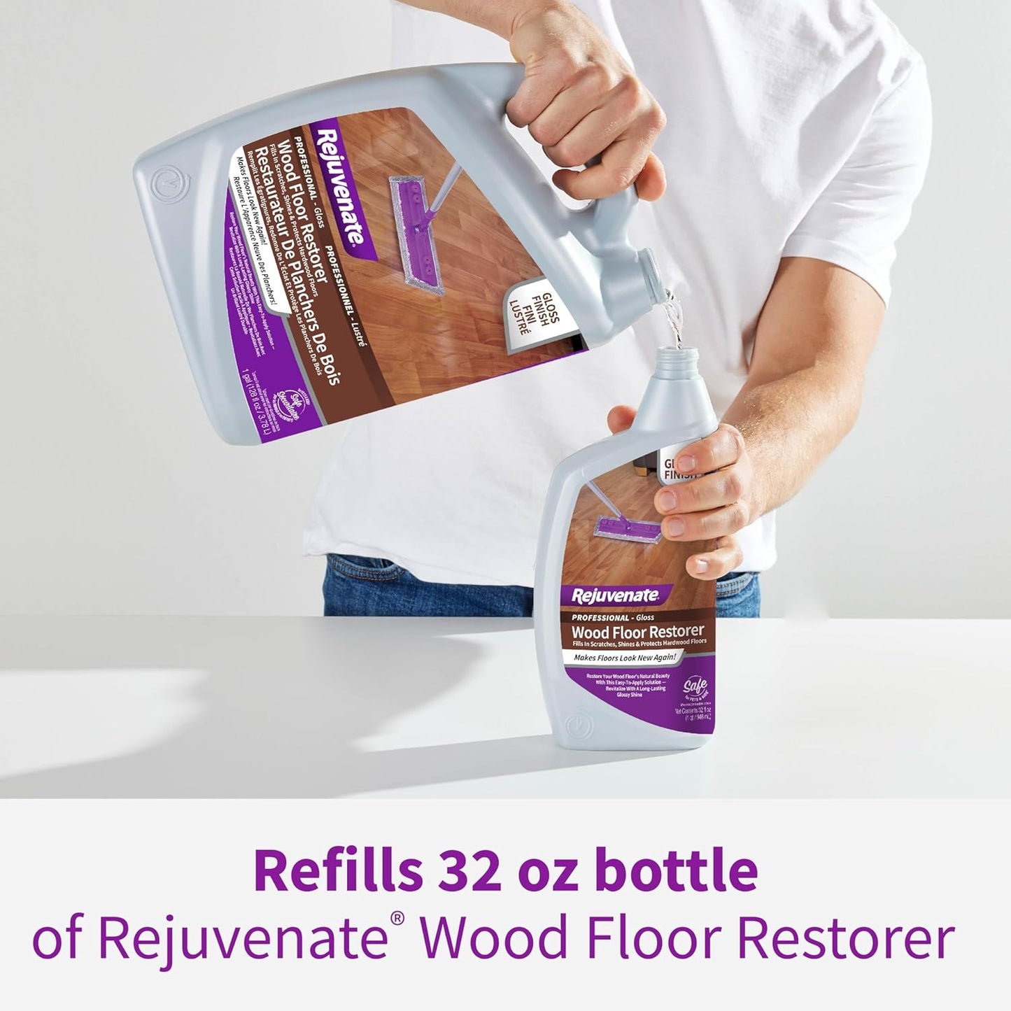 Rejuvenate Professional Wood Floor Restorer Fills Scratches, Shines And Protects Wood Flooring For A High Gloss Shine, 1 Gallon