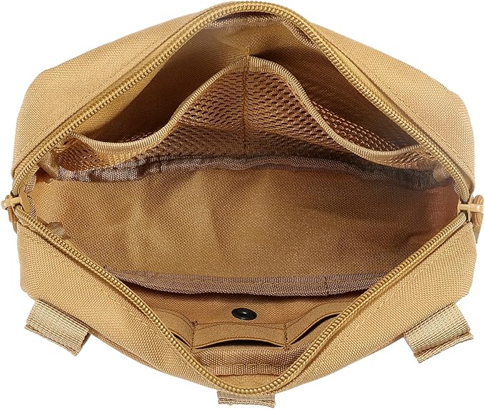 Tactical Molle Admin Pouch Utility Laser Cut EDC Tool Pouch Bag Horizontal Modular Pouches Include US Flag Patch and Keychain