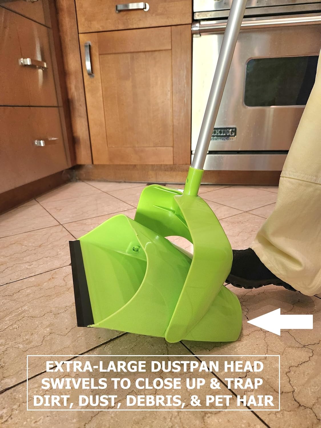 Broom and Dustpan Set for Home, Angled Broom and Upright Dustpan with Extendable Poles, Long Handle Broom and Dustpan Set for Kitchen, Portable Dustpan Combo for Sweeping RV