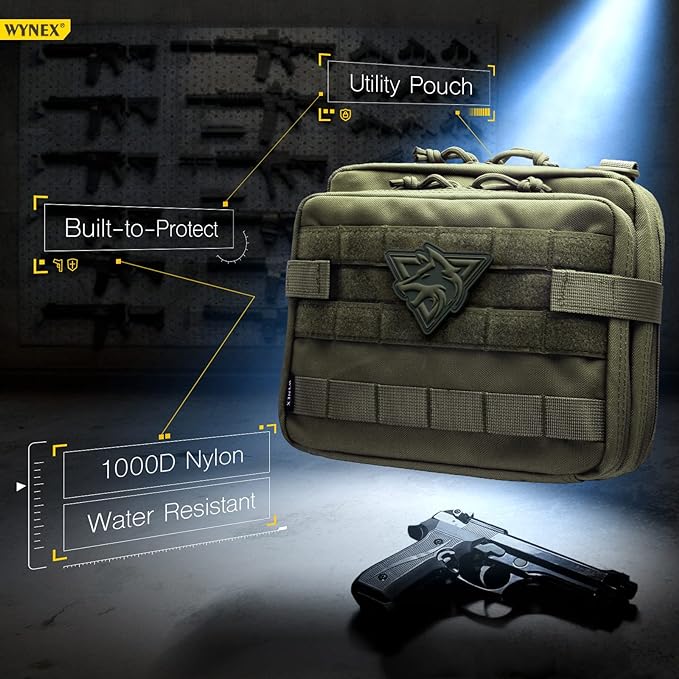 WYNEX Tactical Large Admin Pouch of Double Layer Design, Molle EDC EMT Utility Pouch with Map Sleeve Modular Tool Pouch Large Capacity Flag Patch Included