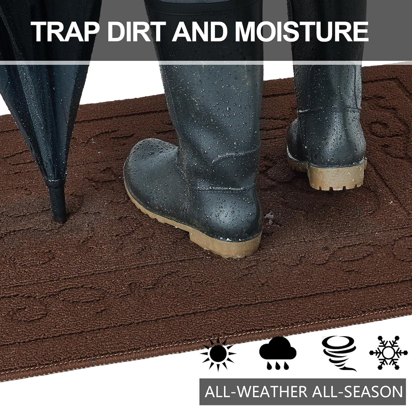 FONEYI Indoor Doormat, Front Back Door Mat 32"x40" Washable, Rubber Backing Non Slip Door Mats, Low-Profile Absorbent Entrance Doormats Inside Floor Mats for Entryway, Resist Dirt Entry Rugs, Coffee