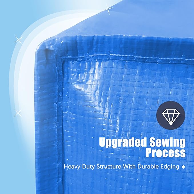 12 Pack Large Strong Moving Bags with Zippers & Carrying Handles - Water-Resistant - Heavy Duty Storage Tote for Space Saving, Fold Flat, Alternative to Moving Box (Sky Blue)