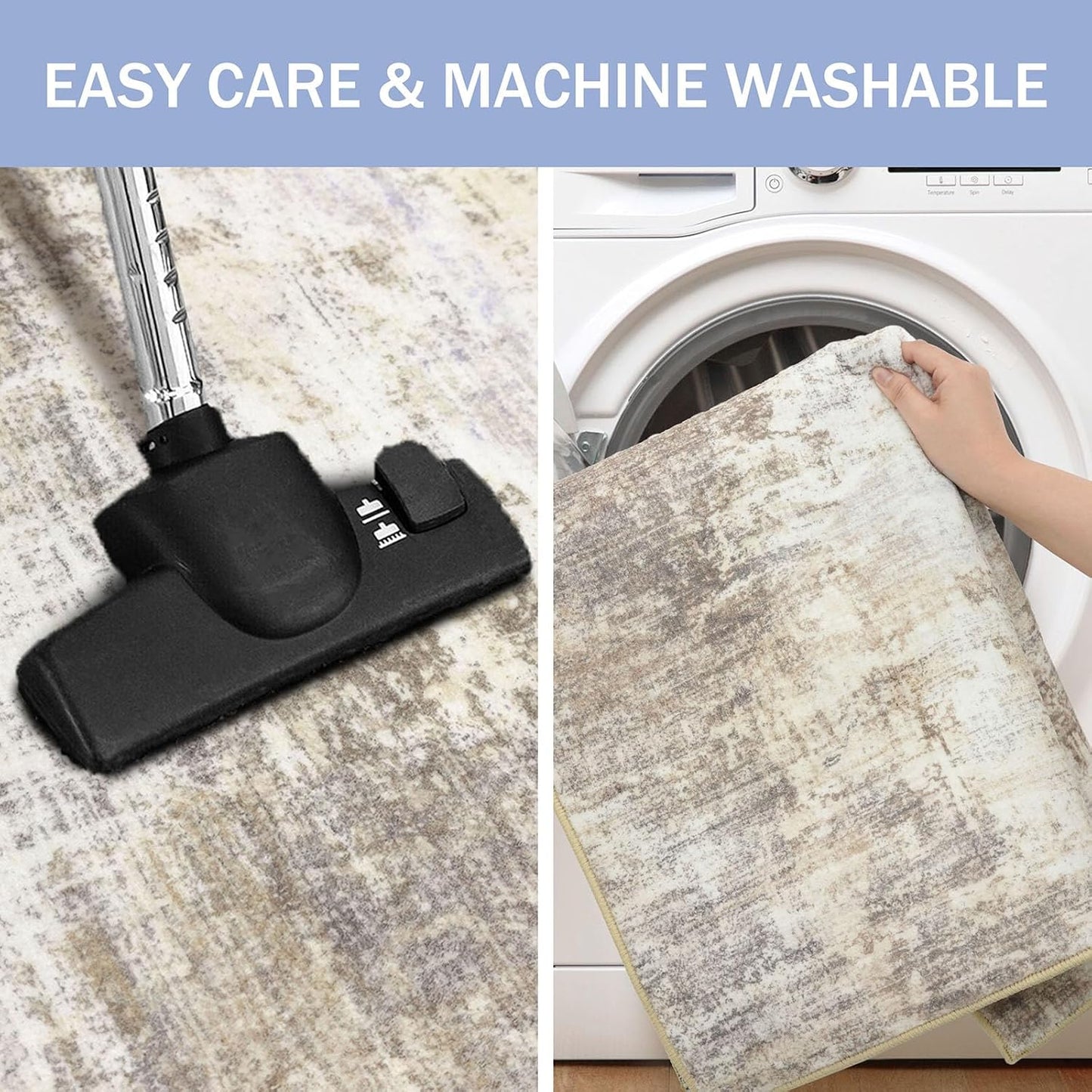 IOHOUZE Abstract Runner Rug 3x10 Ft Washable Runners for Hallways, Non Slip Kitchen Runner Printed Faux Wool Entryway Runner Indoor, Modern Abstract Floor Carpet for Hall Kitchen Bedroom, Beige Brown