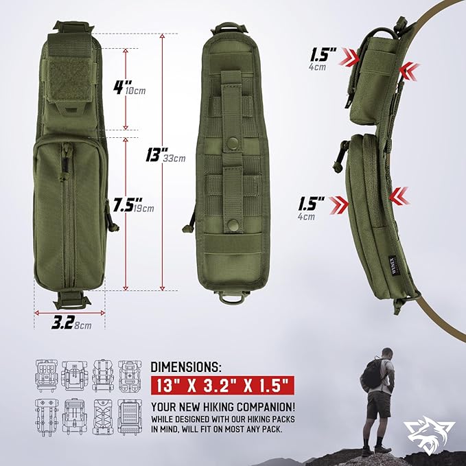 WYNEX Molle Accessories Pouch of Double Zipper Pocket Version, Backpack Strap Pouch Shoulder Strap Molle Attachment Tactical Accessories Bag Shoulder Starps Zipper Pocket Additional Phone Holder