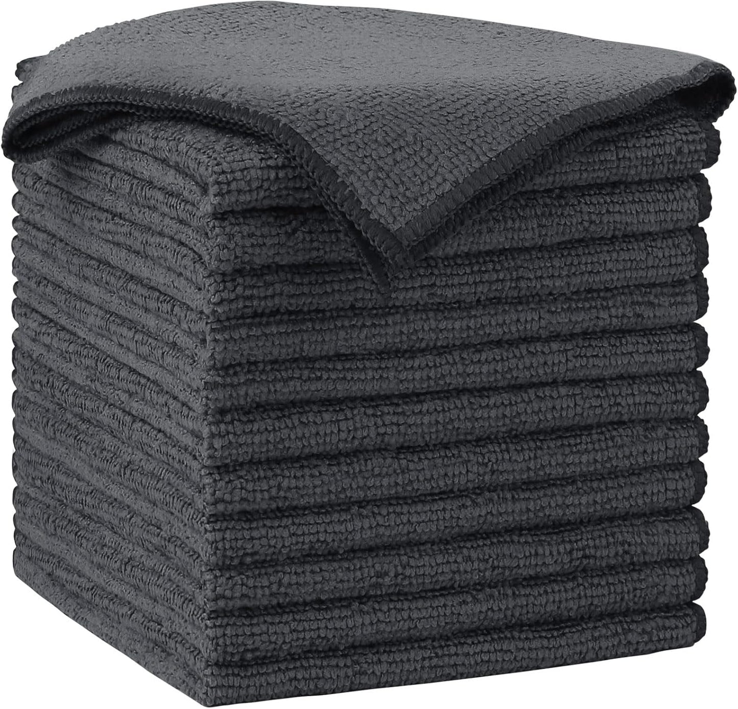 AIDEA Microfiber Cleaning Cloth-12PK, Soft Microfiber Towels for Cars, Absorbent Cleaning Rags, Lint-Free Streak-Free Wash Cloths for House, Kitchen, Window(12in.x12in), Grey