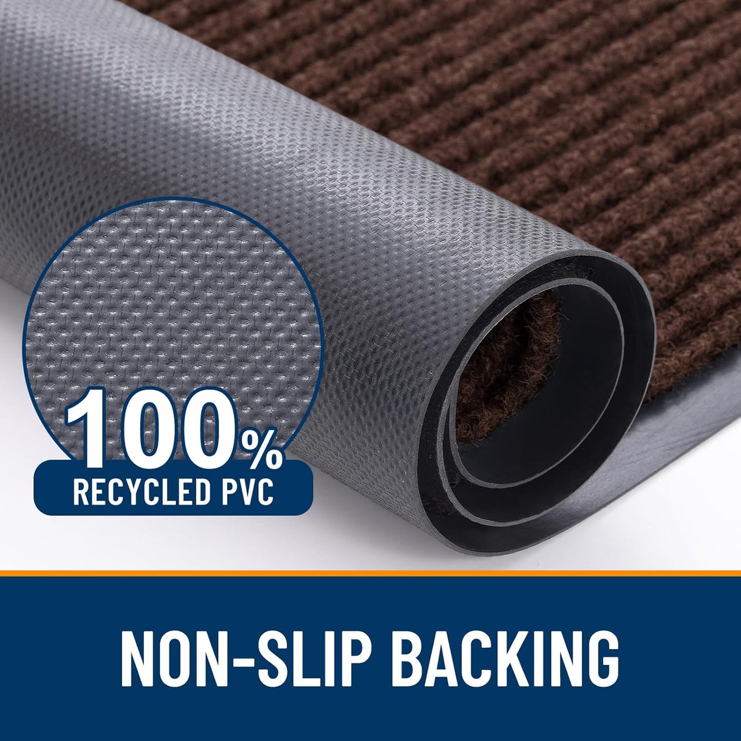 OLANLY Front Door Mat Indoor Outdoor Entrance, Waterproof Heavy Duty Doormat, Fade Resistant, Low Profile, Easy Clean Patio Porch Welcome Floor Mats for Entry, 59x35, Brown