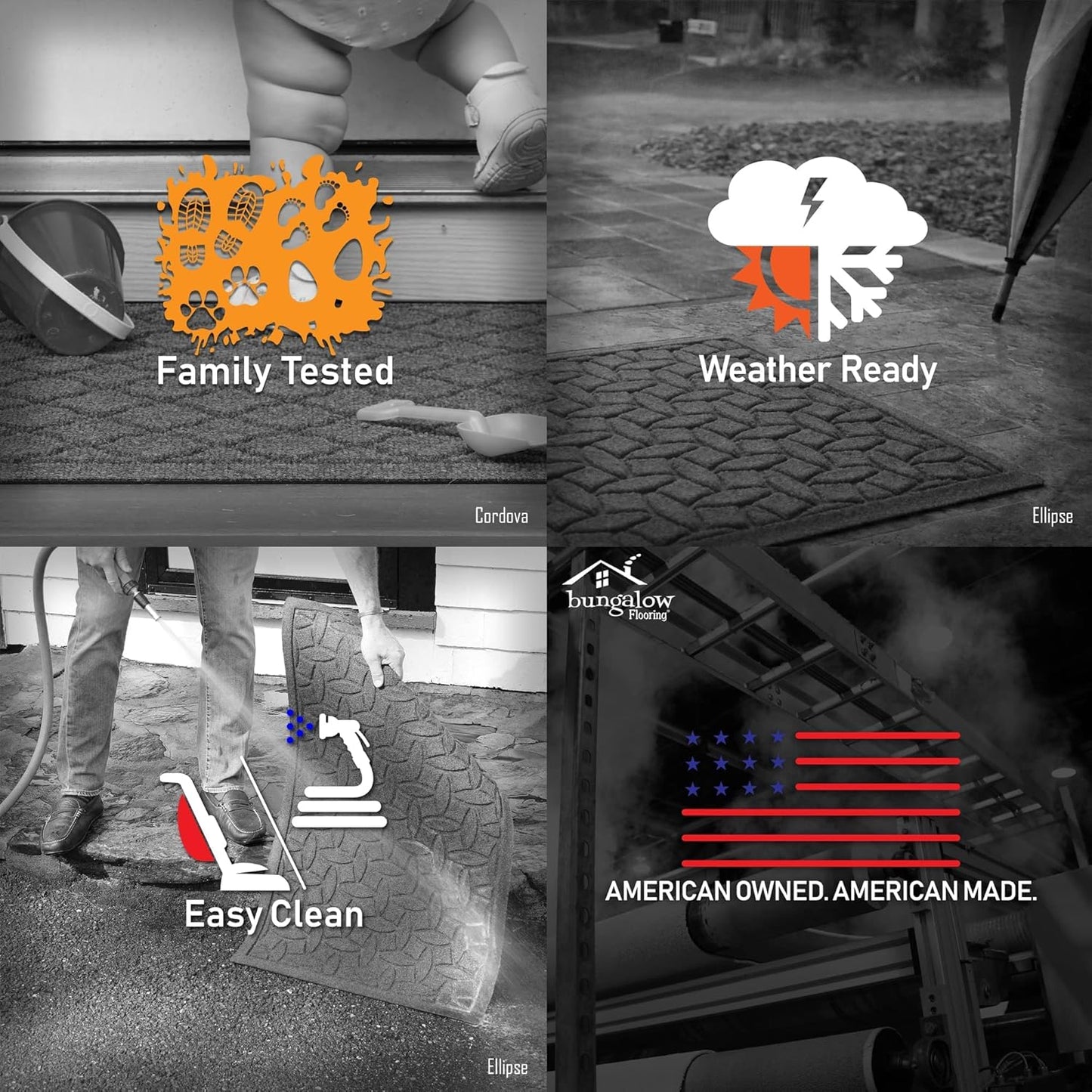 WaterHog Heavy Duty Doorway Mat, 2' x 3', Made in USA, Durable & Skid-Resistant Entryway Mat, Water-Trapping, Indoor/Outdoor Decorative Floor Covering, Cordova Collection, Dark Brown