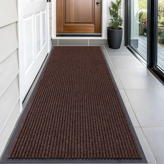 OLANLY Front Door Mat Indoor Outdoor Entrance, Waterproof Heavy Duty Doormat, Fade Resistant, Low Profile, Easy Clean Patio Porch Welcome Floor Mats for Entry, 59x23, Brown