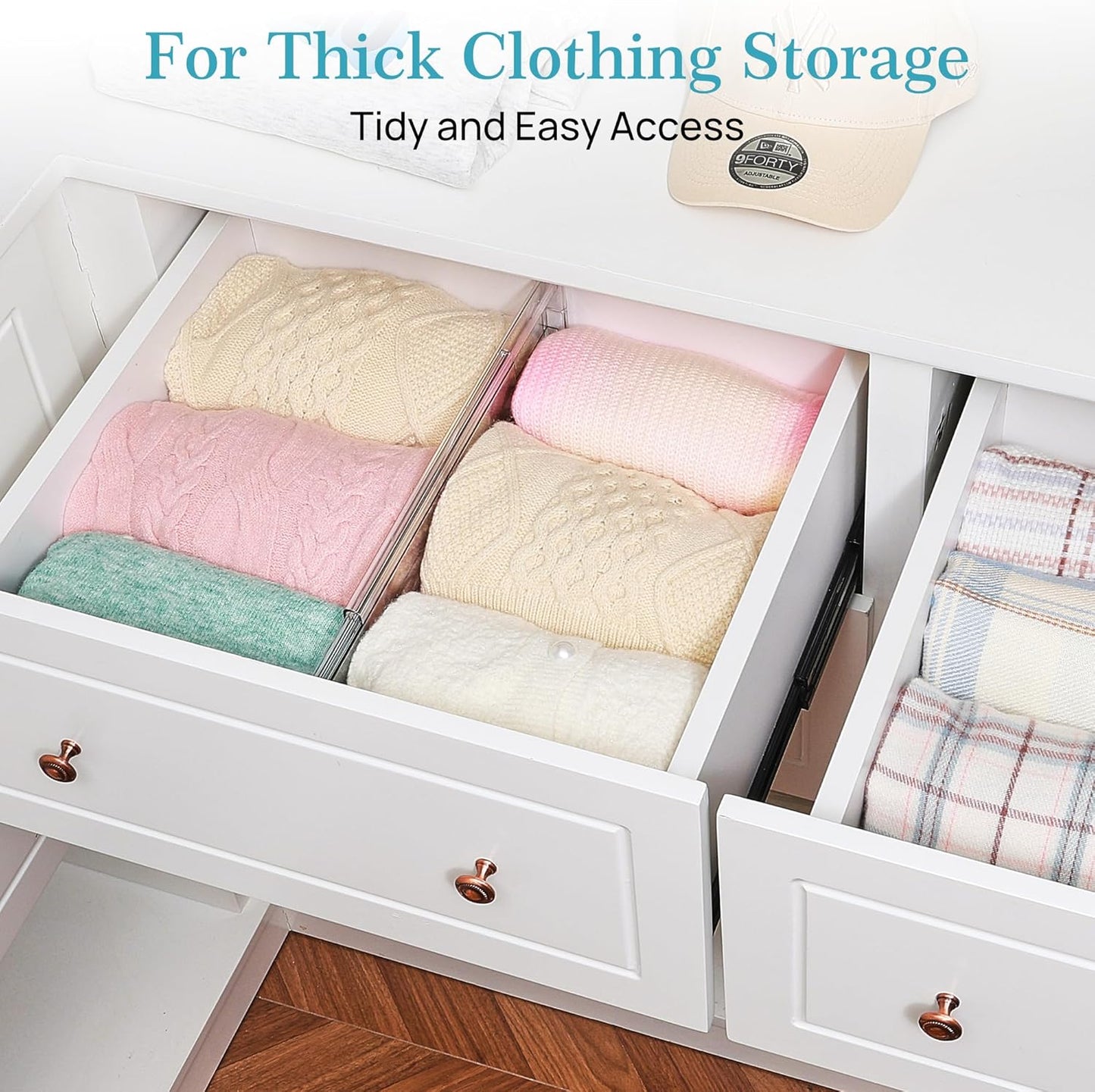 Vtopmart 4 Pack 6" Tall Upgrade Drawer Dividers for Big and Deep Drawer, 12.8"-22.3" Adjustable Expandable Dresser Drawer Organizer, Clear Plastic Separators for Dresser, Baby Supplies, Kitchenware