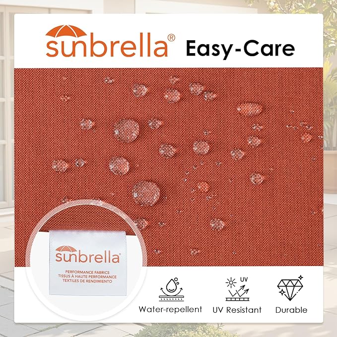 Outdoor Sunbrella Round Corner Seat Cushion, 17"x16"x2", Set of 4, Non Slip Seat Cushion Pads with Removable Cover for Patio Furniture, Garden Yard Lawn, Spectrum Grenadine