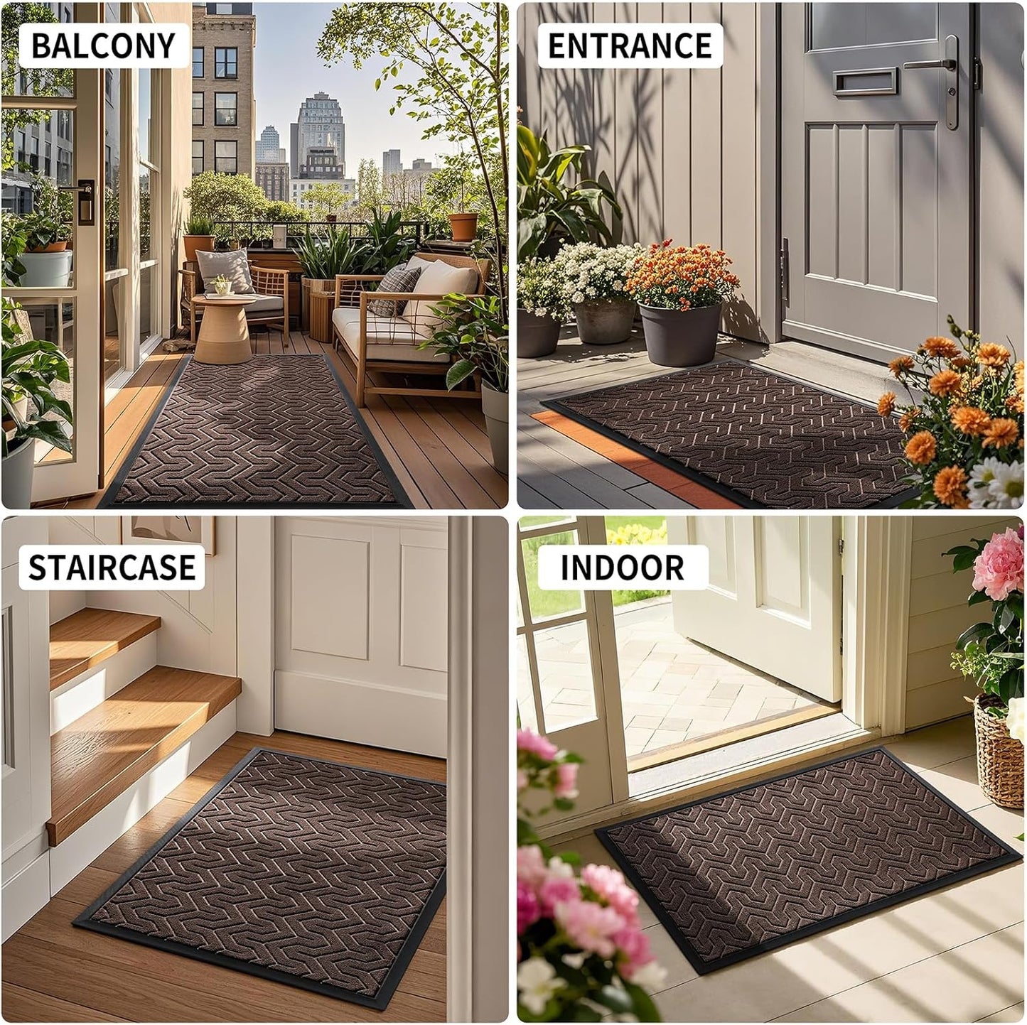 Yimobra Front Door Mat Outside Entrance 29.5x17, Waterproof Heavy Duty Outdoor Mats for Front Door, Non Slip Rubber Entry Mat for Garage Patio, Brown