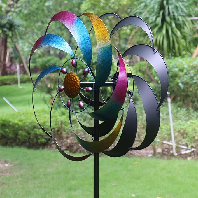 Wind Spinners Outdoor for Yard and Garden Large Colorful Metal Wind Sculptures Kinetic Windmills Decoration 70x20 Inches