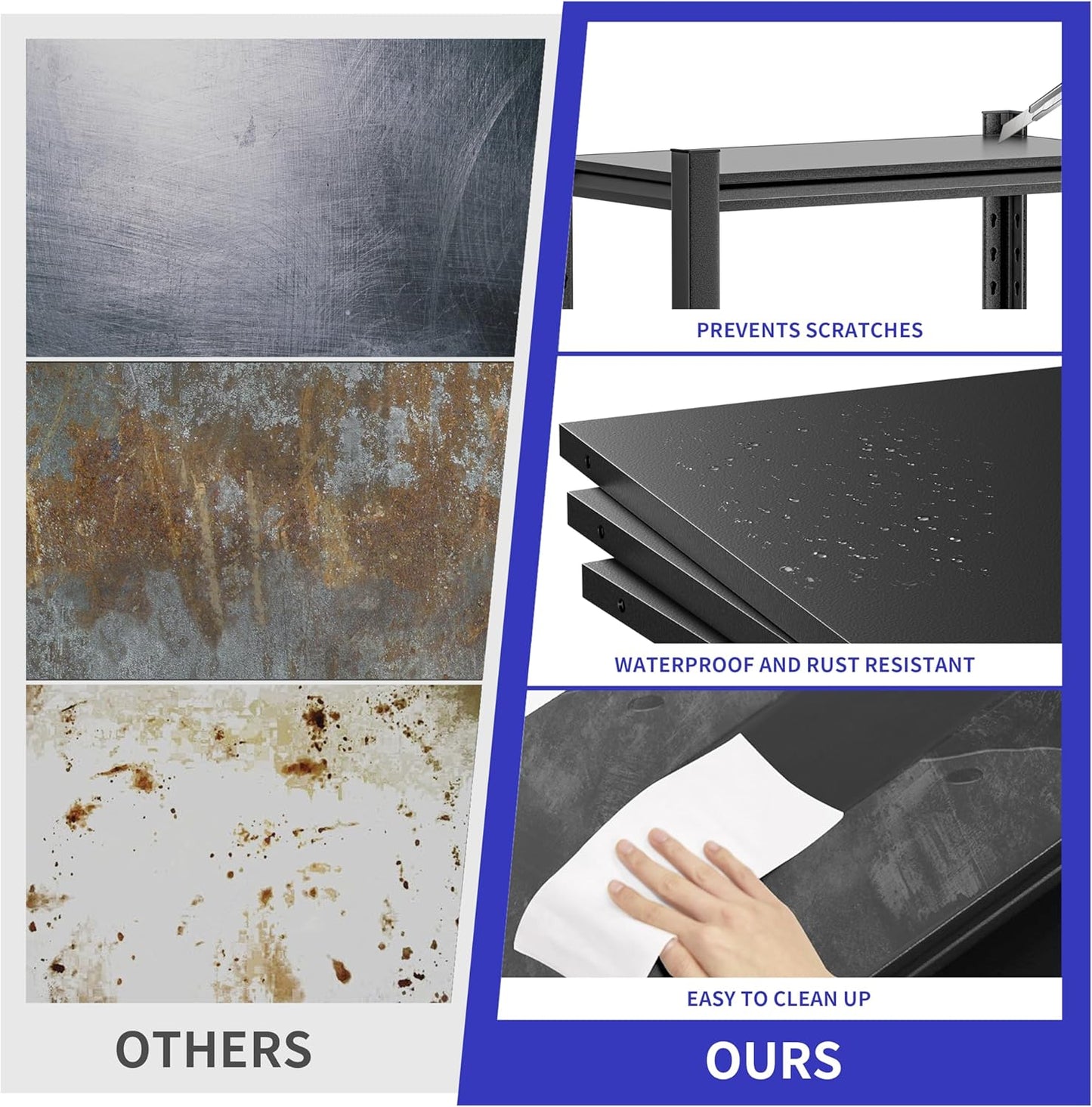 Garage Shelves - 4 Adjustable 5-Tier Metal Shelving Units, Heavy Duty for Rack & Industrial Use