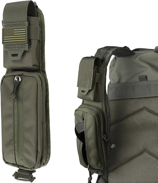 WYNEX Molle Accessories Pouch of Double Zipper Pocket Version, Backpack Strap Pouch Shoulder Strap Molle Attachment Tactical Accessories Bag Shoulder Starps Zipper Pocket Additional Phone Holder
