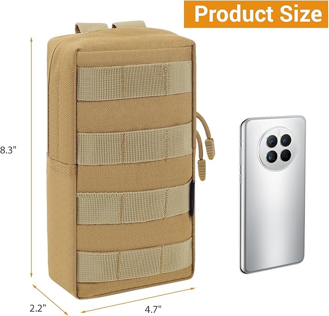 FUNANASUN 2 Pack Molle Pouches Tactical Pouch Small Molle Pouch Compact Water-Resistant EDC Pouch Molle Bag