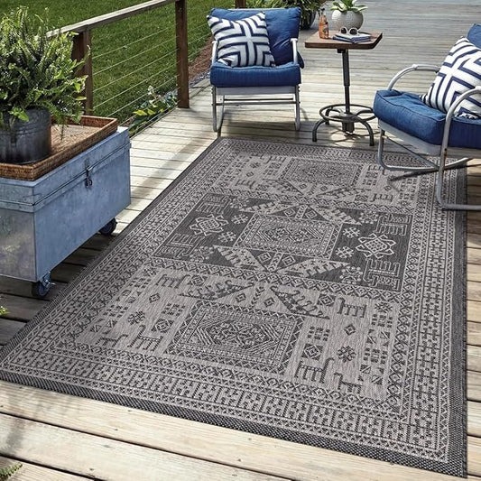 Keen Home Design Terrace Outdoor Area Rug - 8x10 Washable Indoor/Outdoor Rug for Patio, Kitchen, Balcony, Beach, Garden, Deck and Porch, Size: 7'7"x10'