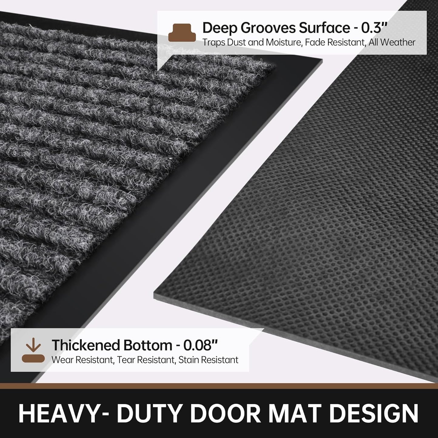 Front Door Mat, 48" x 24" Heavy Duty Indoor Outdoor Doormat, Non-Slip Welcome Mats for Entryway, Rubber Backing Low Profile Commercial Door Mats