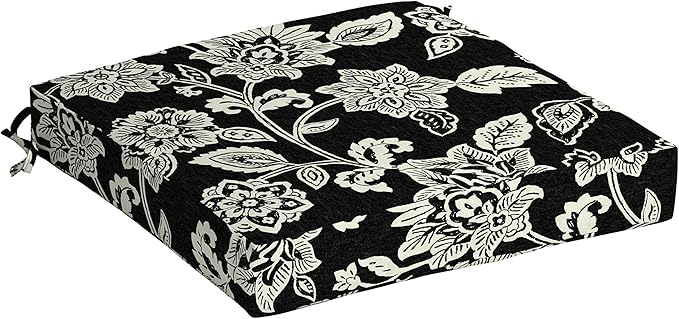 Arden Selections Outdoor Seat Cushion, 19 x 19, Rain-Proof, Fade Resistant 19 x 19, Ashland Black Jacobean (Pack of 4)