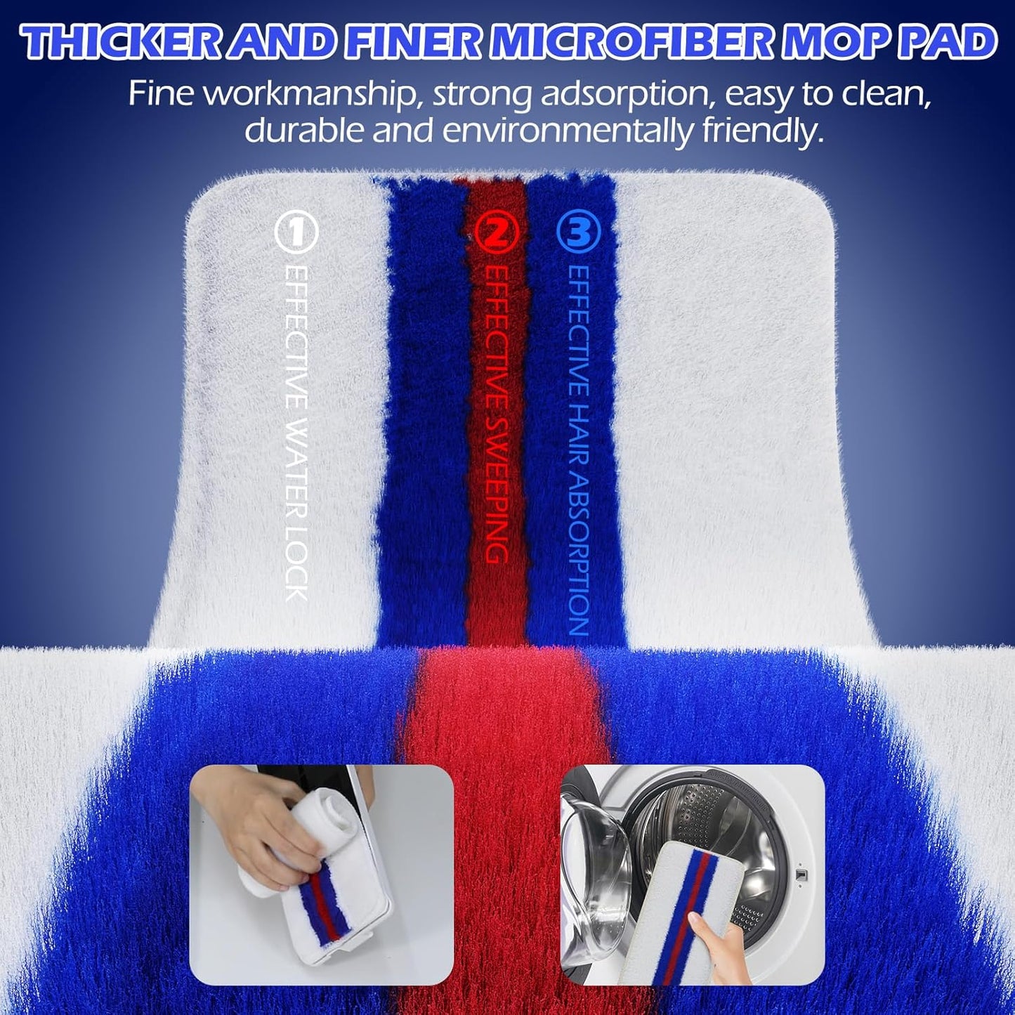 Mop and Bucket Set,Midyb Flat Mops and Bucket System with 2 Microfiber Pads,Mop and Bucket with Wringer Set,Automatic Separates Dirty and Clean Water,Wet and Dry Use Mops for Floor Cleaning