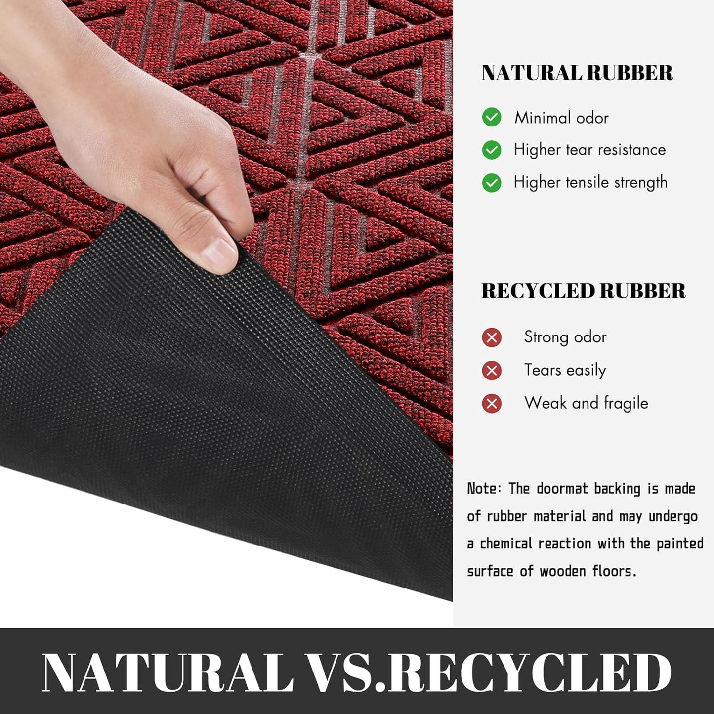 Yimobra Extra Large Door Mat 60x32, All-Weather Waterproof Non-Slip Welcome Matt Outdoor, Heavy Duty Non Slip Doormat for Entryway for Patio and Garage Indoor, Easy Clean, Black Red