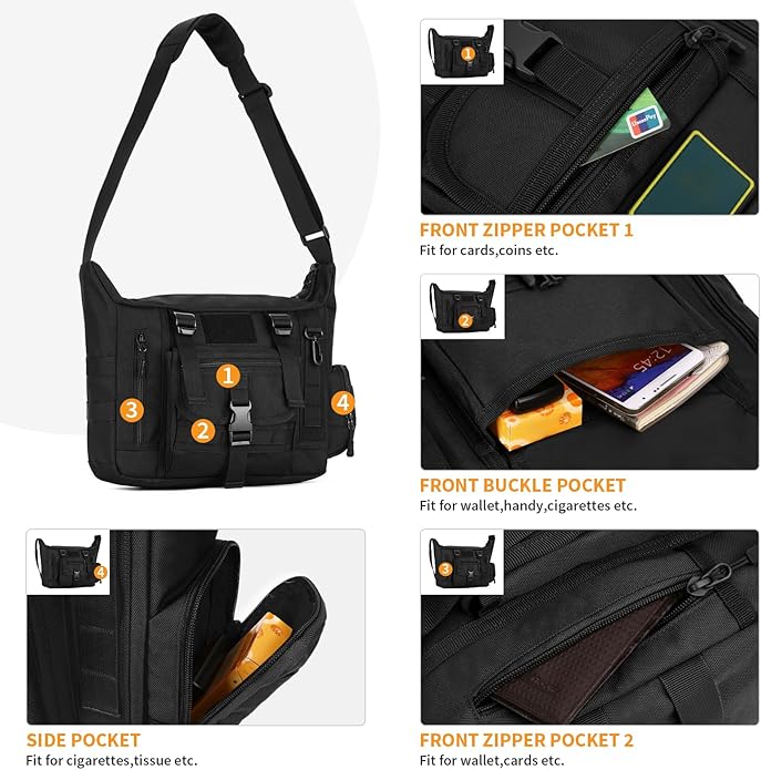 HUNTVP Tactical Messenger Bag Shoulder Bag Cross Body Bag Belt Sling Bags Laptop For Working Cycling Hunting Camping