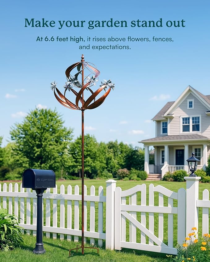 Yard Garden Wind Spinners Outdoor- Extra Large Kinetic Metal Wind Sculptures & Spinners, Yard Garden Decoration for Outdoor (26" W x 86" H)