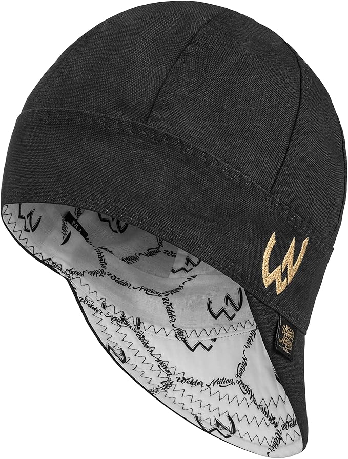 Welder Nation 8 Panel 10 oz Welding Premium Cap 100% Cotton Interior & Duck Canvas Exterior - Protective Durable Heavy-Duty