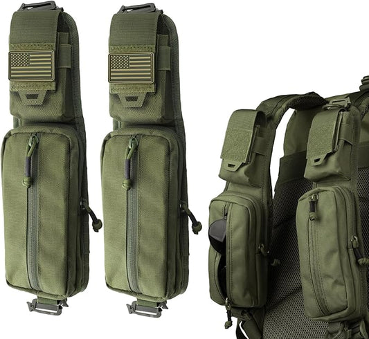 WYNEX Molle Accessories Pouch of Double Zipper Pocket Version, Backpack Strap Pouch Shoulder Strap Molle Attachment Tactical Accessories Bag Shoulder Starps Zipper Pocket Additional Phone Holder