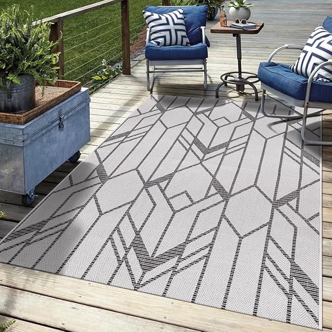 Keen Home Design Terrace Outdoor Area Rug - 4x6 Washable Indoor/Outdoor Rug for Patio, Kitchen, Balcony, Beach, Garden, Deck and Porch, Size: 3'10"x5'7"