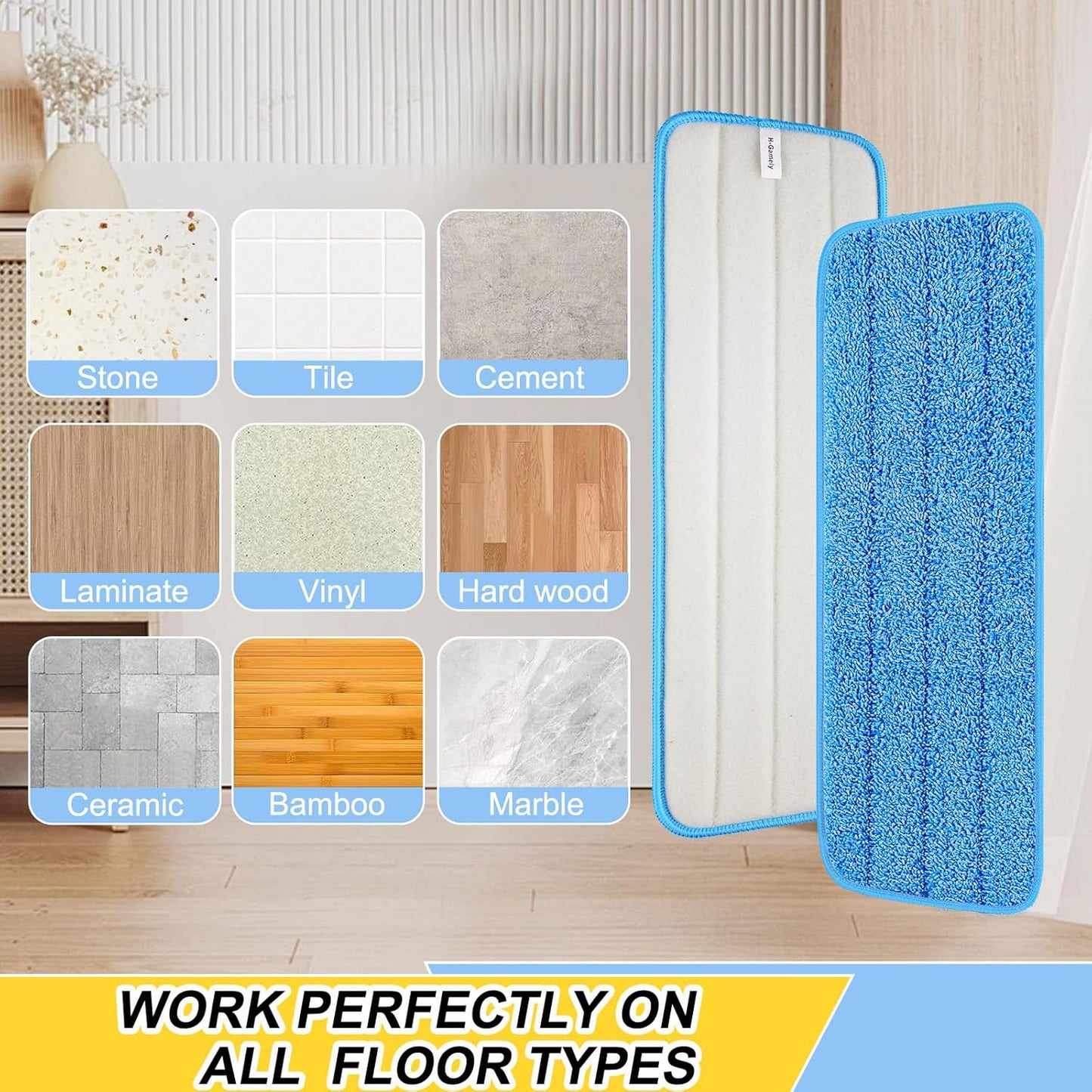 10 Pack 16.5 inch Reusable Mop Pads Microfiber Spray Mop Replacement Heads for Wet/Dry Mops Compatible with Bona Floor Care System