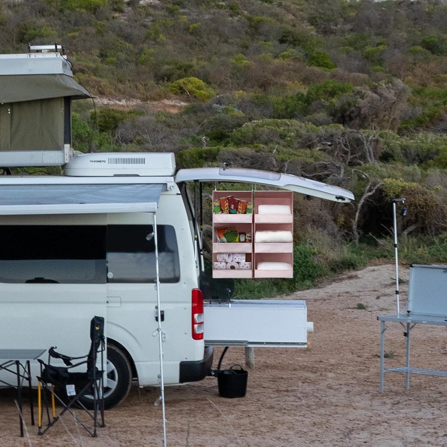 GRANNY SAYS 3 Shelf Hanging Closet Organizers and Storage, Collapsible Closet Storage Organizer with 2 Metal Hooks, Leak-Proof Hanging Shelves for Kids Clothes, Baby Towels, 2 Pack, Pink