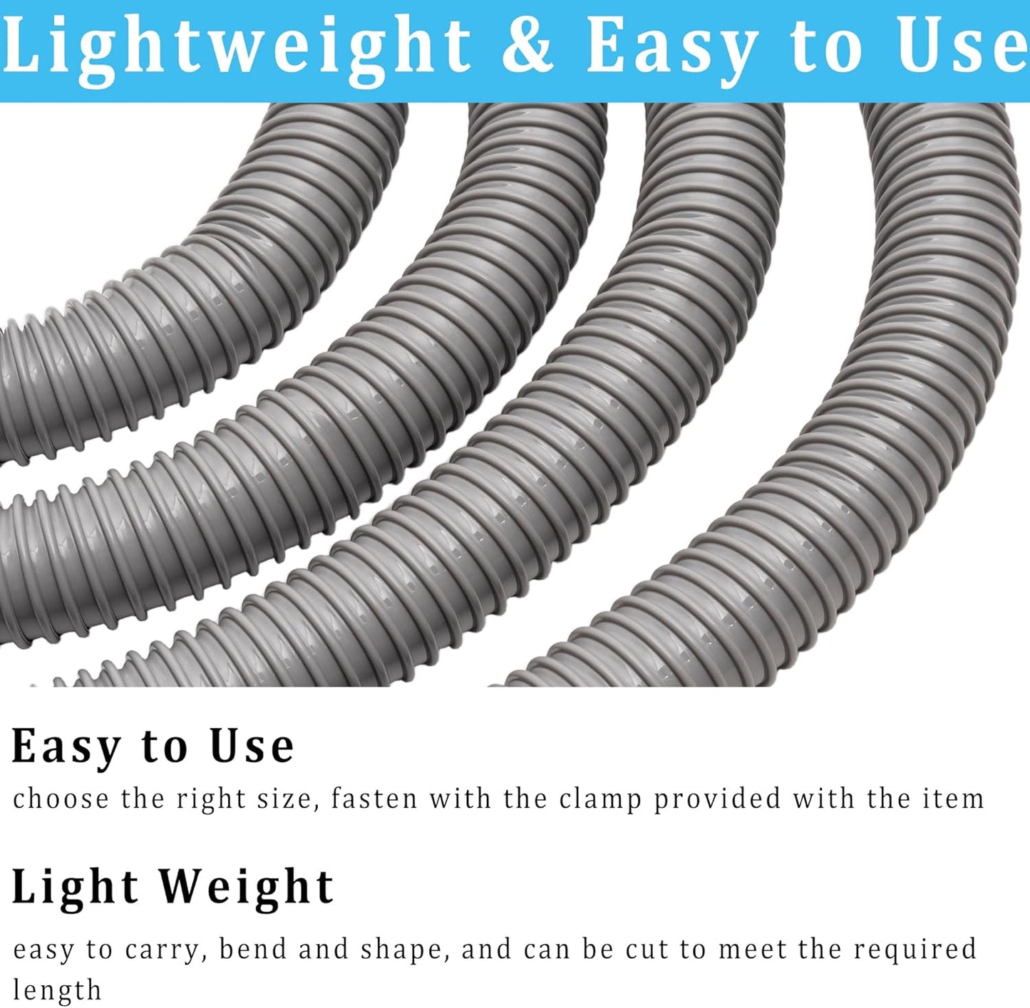 Dust Collection Hose 1.5 in × 5 ft Heavy Duty Flexible PVC Reinforced Thicken Helix Suction Discharge Corrugated Pipe Hose for Fume Dust Collector Fitting Wood Chip Saw (1.5 inch gray hose)