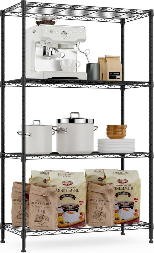 1000 lbs Storage Shelving Steel Heavy Duty 4-Tier Utility Shelving Unit Steel Organizer Wire Rack for Home,Kitchen,Office (13.7" D x 29.5" W x 47.2" H)