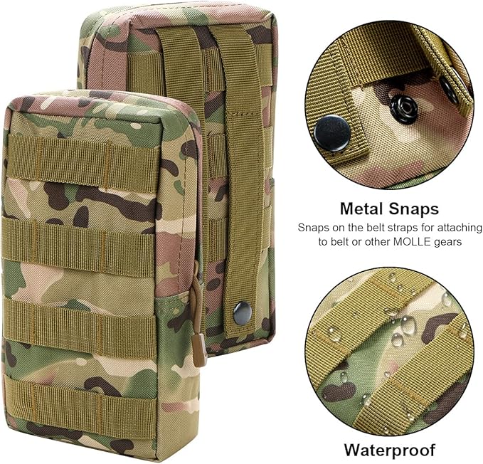 Gogoku 3 Pack Molle Pouch Combo Water Bottle Pouch Holder Tactical Molle Pouches Compact Utility Waist Bag Pack