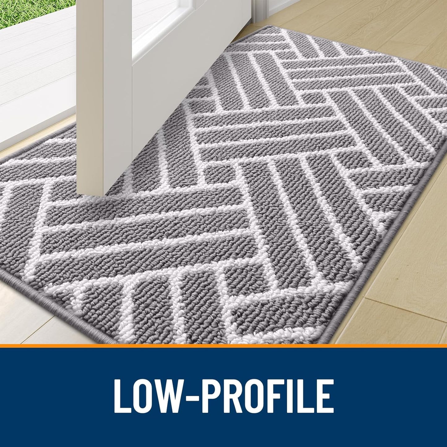 OLANLY Indoor Door Mat, 32x20 Inch, Dirt Resistant and Absorbent, Non-Slip Rubber Backing Floor Mats, Easy Clean Low-Profile Doormat for Entryway, Front Door, and Inside Entrance, Grey