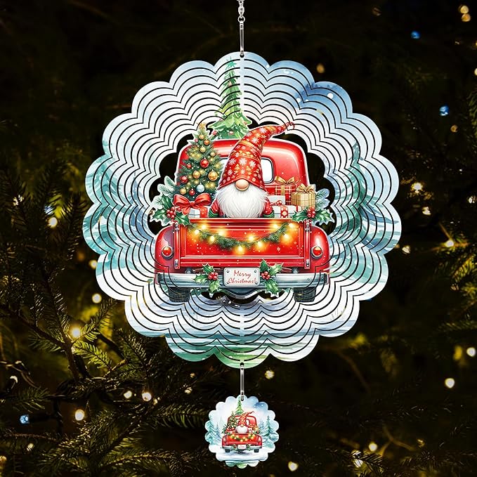 Wind Sculptures 3D Stainless Steel Christmas Decoration Garden Decoration Indoor Outdoor Hanging Ornament Worth Gift 12inch Santa Claus Metal Wind Sculptures