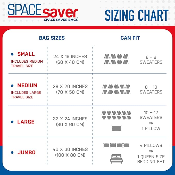 4 Pack Small Vacuum Storage Bags for Comforters, Blankets & Clothes – Vacuum Sealed Compression Bags with Hand Pump – Space Saver Storage Bags for Bedding, Moving, Travel & Organization