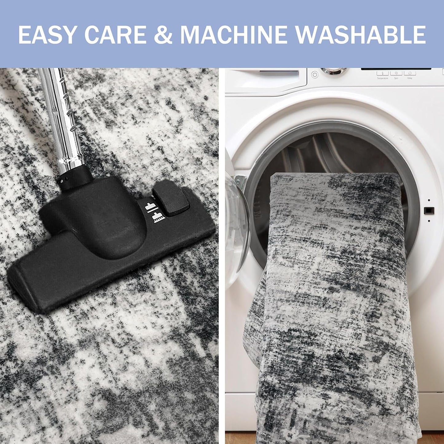 IOHOUZE Abstract Runner Rug 3x18 Ft Extra Long Washable Runners for Hallways, Non Slip Kitchen Runner Printed Faux Wool Entryway Runner Indoor, Modern Abstract Floor Carpet for Hall Stair, Black Grey