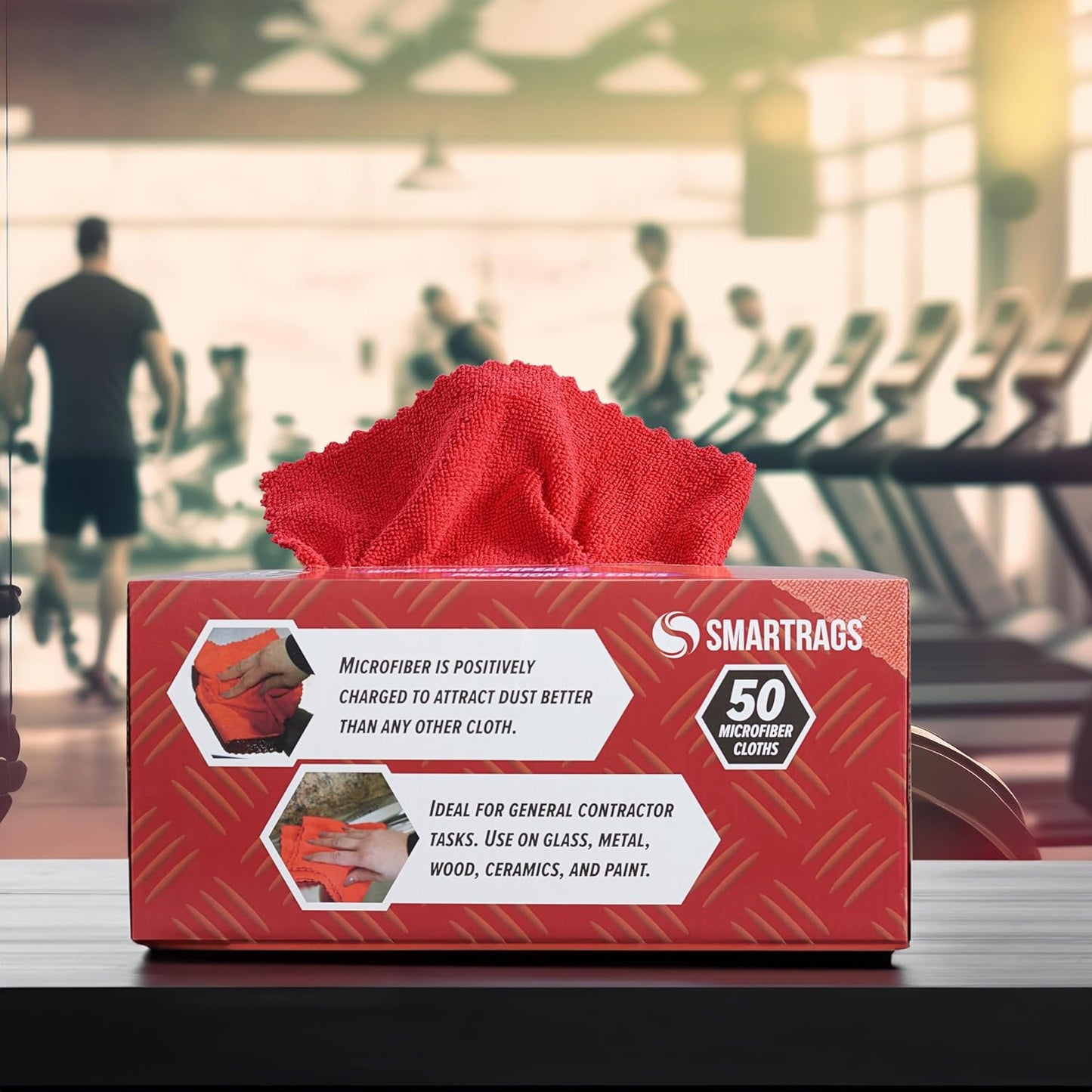 Arkwright Smart Rags in Box - (Pack of 50) Lint Free Microfiber Cleaning Cloth, Scratch & Streak-Free, Dispensable Wash Towels for Cars, Window Glass, and Auto Shop, 12 x 12 in, Red